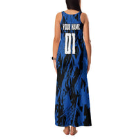 Personalized Motocross Rider Family Matching Tank Maxi Dress and Hawaiian Shirt with Blue Graffiti Splash Pattern - Wonder Print Shop