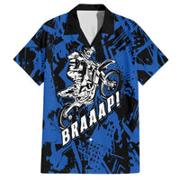 Personalized Motocross Rider Hawaiian Shirt with Blue Graffiti Splash Pattern - Wonder Print Shop