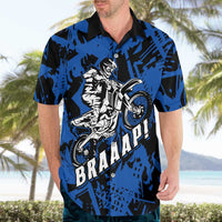 Personalized Motocross Rider Hawaiian Shirt with Blue Graffiti Splash Pattern - Wonder Print Shop