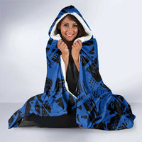 Personalized Motocross Rider Hooded Blanket with Blue Graffiti Splash Pattern - Wonder Print Shop