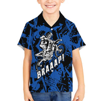 Personalized Motocross Rider Kid Hawaiian Shirt with Blue Graffiti Splash Pattern - Wonder Print Shop