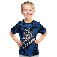 Personalized Motocross Rider Kid T Shirt with Blue Graffiti Splash Pattern - Wonder Print Shop