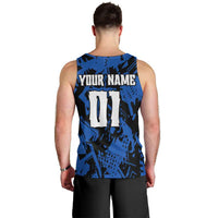 Personalized Motocross Rider Men Tank Top with Blue Graffiti Splash Pattern - Wonder Print Shop