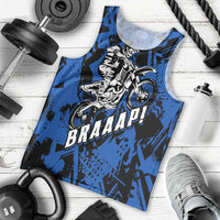 Personalized Motocross Rider Men Tank Top with Blue Graffiti Splash Pattern - Wonder Print Shop