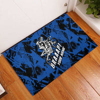 Personalized Motocross Rider Rubber Doormat with Blue Graffiti Splash Pattern - Wonder Print Shop