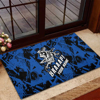 Personalized Motocross Rider Rubber Doormat with Blue Graffiti Splash Pattern - Wonder Print Shop