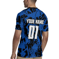 Personalized Motocross Rider Rugby Jersey with Blue Graffiti Splash Pattern - Wonder Print Shop
