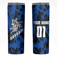 Personalized Motocross Rider Skinny Tumbler with Blue Graffiti Splash Pattern - Wonder Print Shop