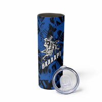 Personalized Motocross Rider Skinny Tumbler with Blue Graffiti Splash Pattern - Wonder Print Shop