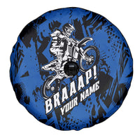 Personalized Motocross Rider Spare Tire Cover with Blue Graffiti Splash Pattern - Wonder Print Shop
