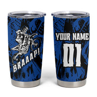 Personalized Motocross Rider Tumbler Cup with Blue Graffiti Splash Pattern - Wonder Print Shop