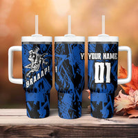 Personalized Motocross Rider Tumbler With Handle with Blue Graffiti Splash Pattern - Wonder Print Shop