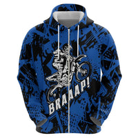 Personalized Motocross Rider Zip Hoodie with Blue Graffiti Splash Pattern - Wonder Print Shop