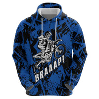 Personalized Motocross Rider Zip Hoodie with Blue Graffiti Splash Pattern - Wonder Print Shop