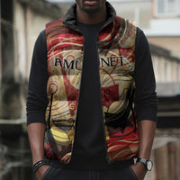 Amunet Sleeveless Puffer Jacket with Egyptian Queen Portrait Ancient Mythology