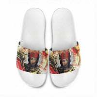 Amunet Slide Sandals with Egyptian Queen Portrait Ancient Mythology