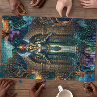 Amunet Ancient Temple Egyptian Puzzle with Golden Serpent Mythology in Teal Tones