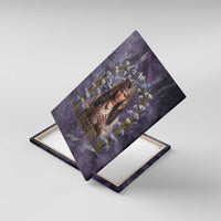 Anput Sacred Urn Canvas Wall Art with Papyrus Flowers Egyptian Guardian in Violet Mist