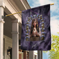 Anput Sacred Urn Garden Flag with Papyrus Flowers Egyptian Guardian in Violet Mist
