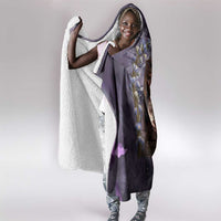 Anput Sacred Urn Hooded Blanket with Papyrus Flowers Egyptian Guardian in Violet Mist