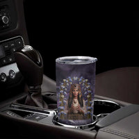 Anput Sacred Urn Tumbler Cup with Papyrus Flowers Egyptian Guardian in Violet Mist