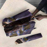 Anput Sacred Urn Umbrella with Papyrus Flowers Egyptian Guardian in Violet Mist