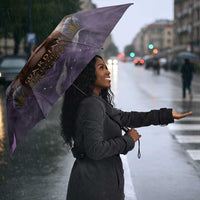 Anput Sacred Urn Umbrella with Papyrus Flowers Egyptian Guardian in Violet Mist