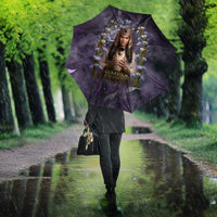 Anput Sacred Urn Umbrella with Papyrus Flowers Egyptian Guardian in Violet Mist