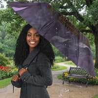 Anput Sacred Urn Umbrella with Papyrus Flowers Egyptian Guardian in Violet Mist