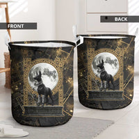 Anput Jackal Mask Laundry Basket with Full Moon Egyptian Afterlife Symbolism