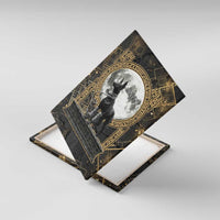 Anput Jackal Mask Canvas Wall Art with Full Moon Egyptian Afterlife Symbolism