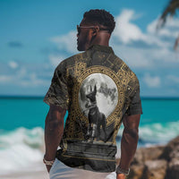 Anput Jackal Mask Hawaiian Shirt with Full Moon Egyptian Afterlife Symbolism