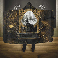Anput Jackal Mask Hooded Blanket with Full Moon Egyptian Afterlife Symbolism
