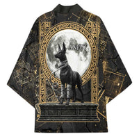 Anput Jackal Mask Kimono with Full Moon Egyptian Afterlife Symbolism