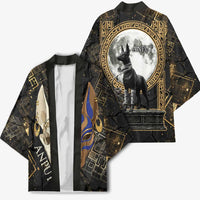 Anput Jackal Mask Kimono with Full Moon Egyptian Afterlife Symbolism