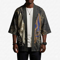 Anput Jackal Mask Kimono with Full Moon Egyptian Afterlife Symbolism