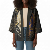 Anput Jackal Mask Kimono with Full Moon Egyptian Afterlife Symbolism