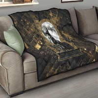 Anput Jackal Mask Quilt with Full Moon Egyptian Afterlife Symbolism