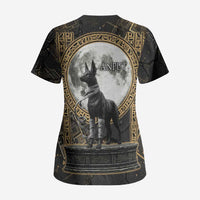 Anput Jackal Mask Scrub Top with Full Moon Egyptian Afterlife Symbolism