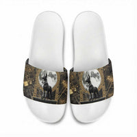 Anput Jackal Mask Slide Sandals with Full Moon Egyptian Afterlife Symbolism