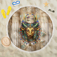 Hathor Beach Blanket with Sacred Cow Head Egyptian Fertility Symbolism