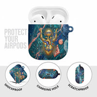 Hathor Golden Sacred Heart Egyptian AirPods Case with Gemstone Pattern in Turquoise Theme