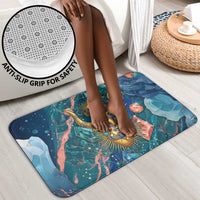 Hathor Golden Sacred Heart Egyptian Bathroom Set with Gemstone Pattern in Turquoise Theme