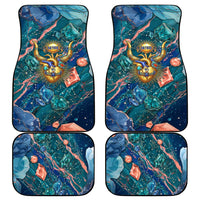 Hathor Golden Sacred Heart Egyptian Car Mats with Gemstone Pattern in Turquoise Theme