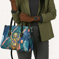 Hathor Golden Sacred Heart Egyptian Leather Bag with Gemstone Pattern in Turquoise Theme