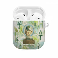 Heqet Nile Ankh Symbol AirPods Case Egyptian Lotus Motif in Watercolor Life Theme