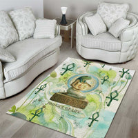 Heqet Nile Ankh Symbol Area Rug Egyptian Lotus Motif in Watercolor Life Theme