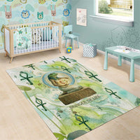 Heqet Nile Ankh Symbol Area Rug Egyptian Lotus Motif in Watercolor Life Theme