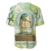 Heqet Nile Ankh Symbol Baseball Jersey Egyptian Lotus Motif in Watercolor Life Theme