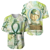 Heqet Nile Ankh Symbol Baseball Jersey Egyptian Lotus Motif in Watercolor Life Theme